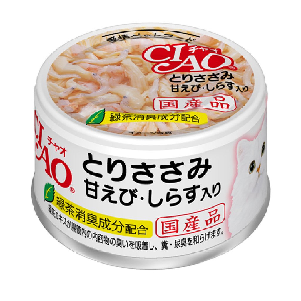 CIAO - 雞肉+甜蝦+白飯魚 貓罐頭 85g