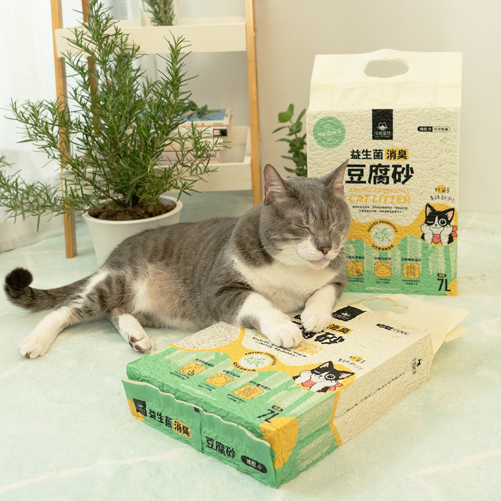 汪喵星球 - 益生菌消臭豆腐砂（迷迭條型／原味條型／米粒型）