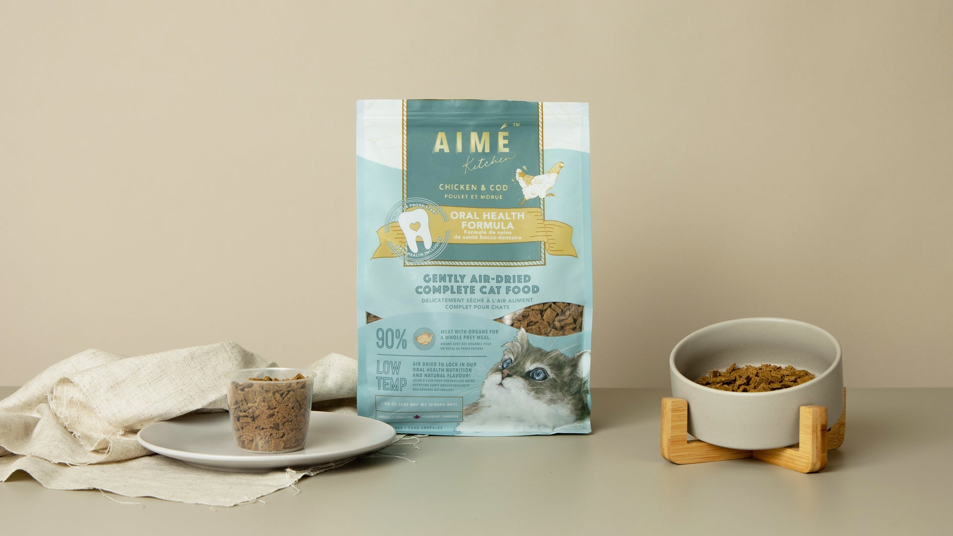 Aimé Kitchen - 風乾鮮肉主食貓糧系列（火雞三文魚／雞肉鱈魚）
