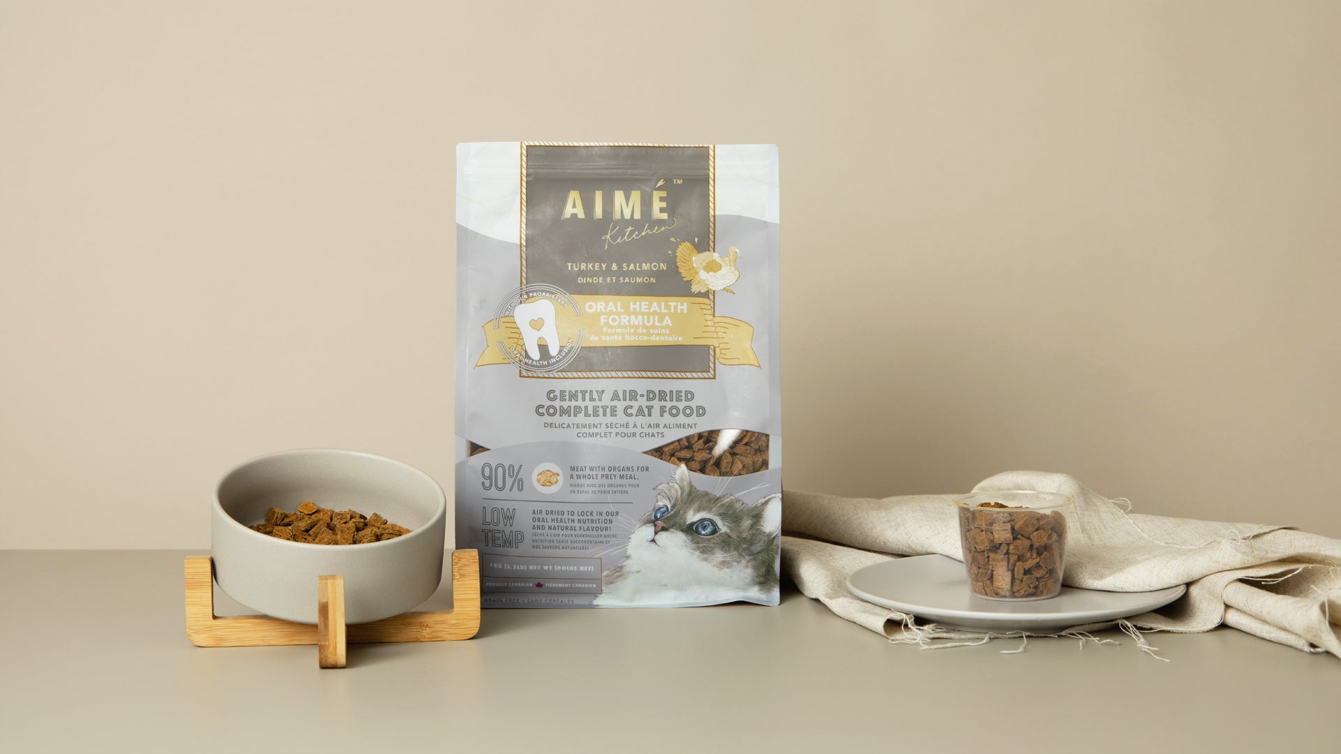 Aimé Kitchen - 風乾鮮肉主食貓糧系列（火雞三文魚／雞肉鱈魚）