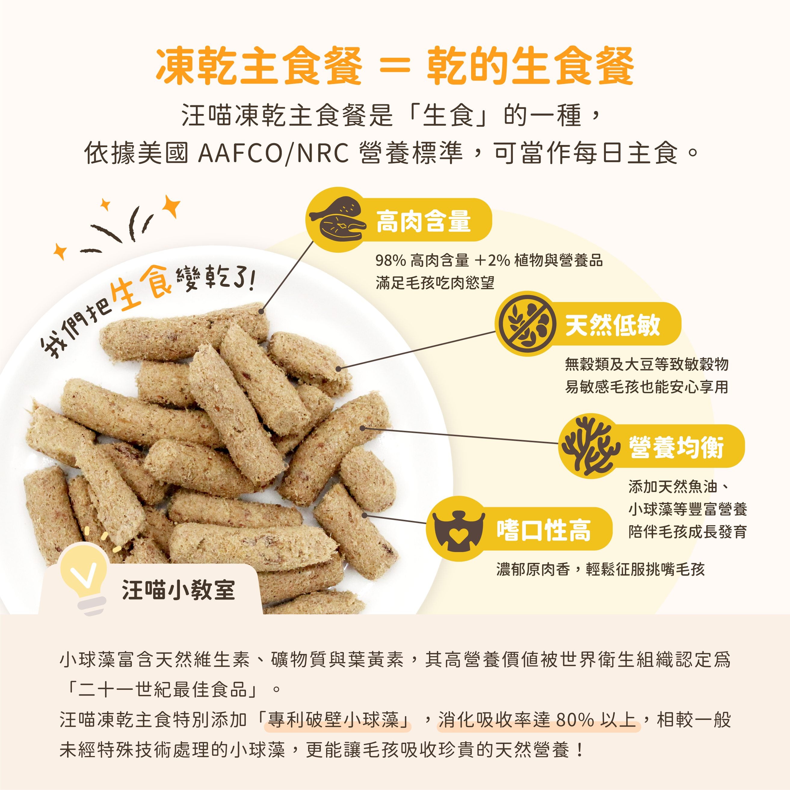 汪喵星球 - 貓咪凍乾主食餐（小袋 80g／大袋 500g）