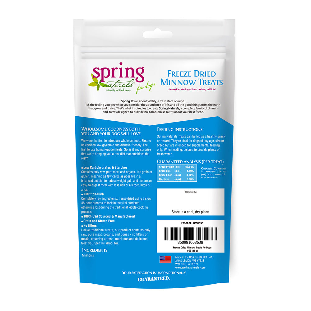 Spring Naturals - 冷凍脫水狗小食系列（小魚乾／牛肉／三文魚）