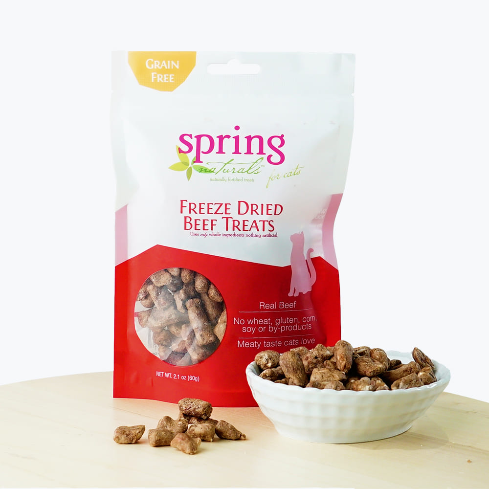 Spring Naturals - 冷凍脫水貓小食系列（小魚乾／牛肉／三文魚）