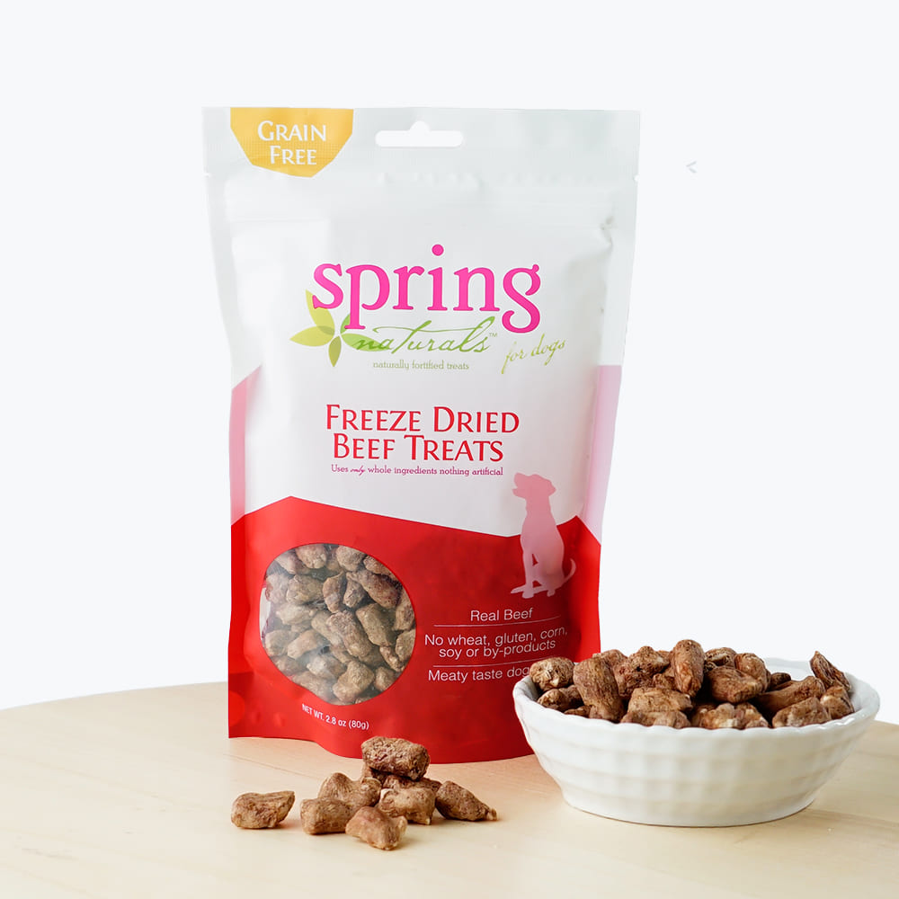 Spring Naturals - 冷凍脫水狗小食系列（小魚乾／牛肉／三文魚）