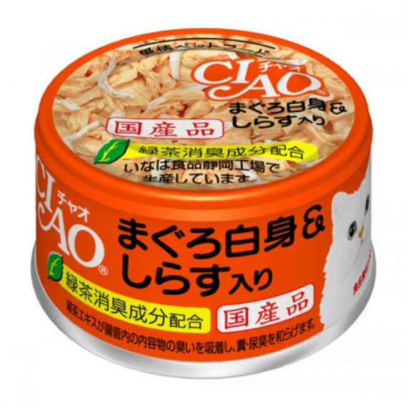 CIAO - 白身吞拿魚+白飯魚仔 貓罐頭 85g