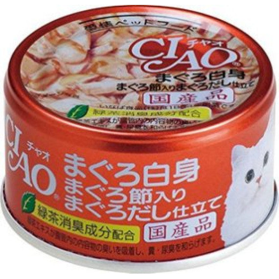 CIAO - 吞拿魚白身+吞拿魚乾 貓罐頭 85g