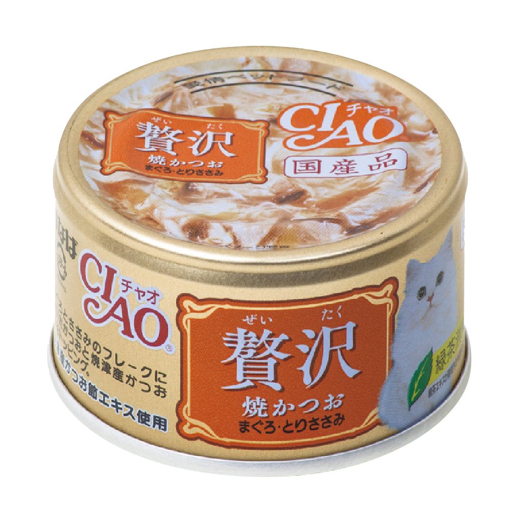 CIAO - 奢華貓罐頭系列 燒鰹魚+吞拿魚+雞肉