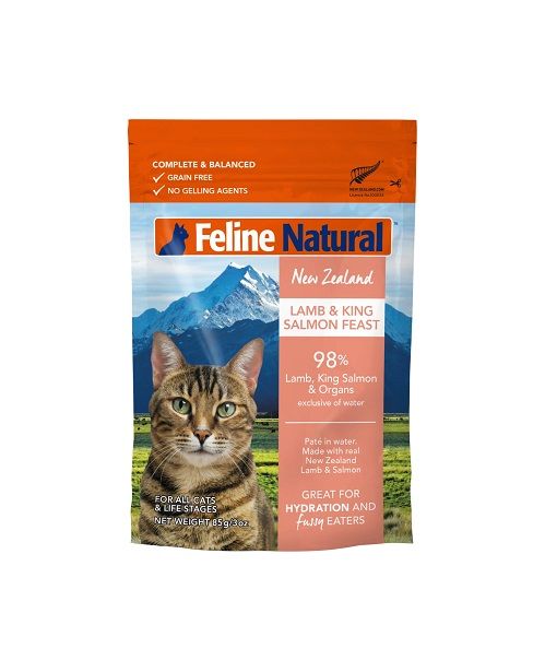 Feline Natural - 貓軟包（85g x 12包）（牛肉藍尖尾鱈魚／雞肉及羊肉／羊肉及三文魚）