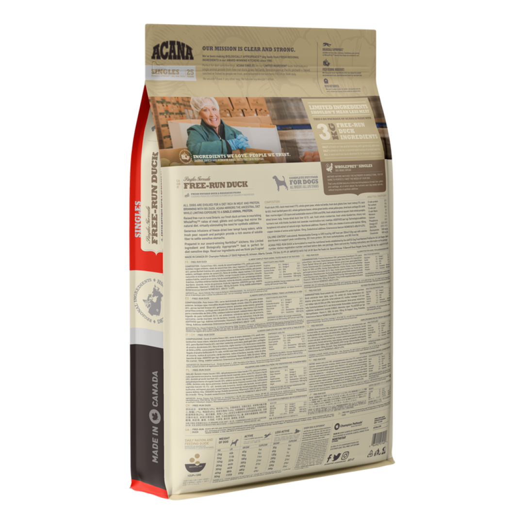 ACANA - 無穀物單一蛋白放養鴨狗糧配方（2kg／6kg／11.4 kg）