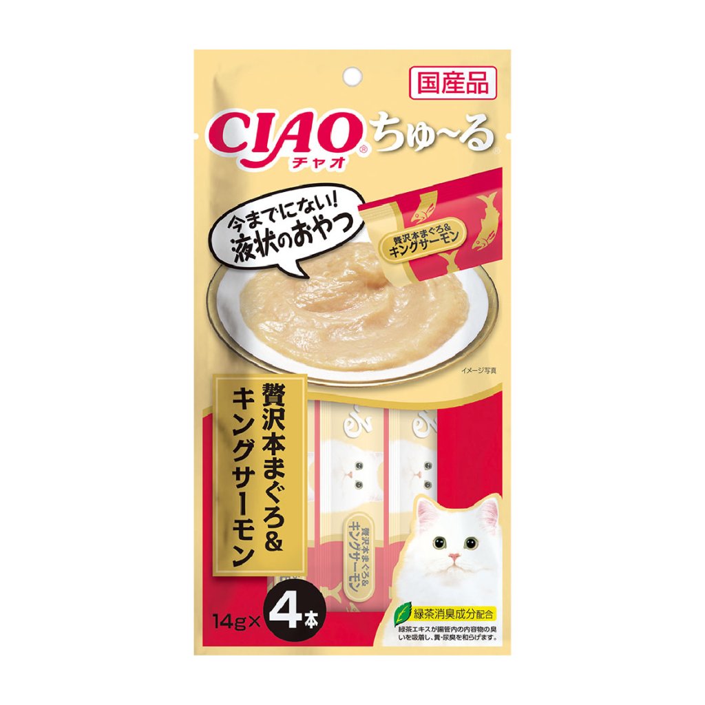 CIAO -貓零食 嚴選豪華吞拿魚 &帝皇三文魚醬肉泥 4本