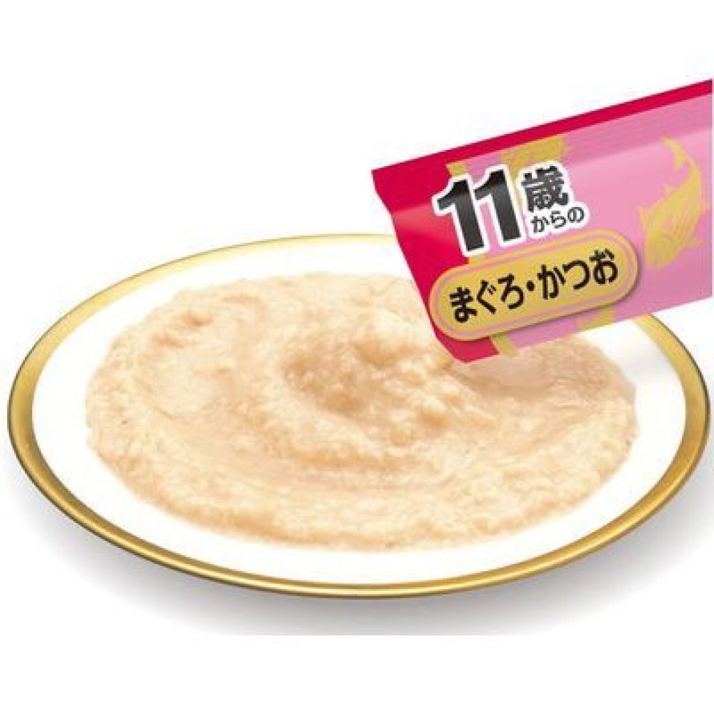 CIAO -貓零食 11歲老貓 吞拿魚+鰹魚醬肉泥 4本