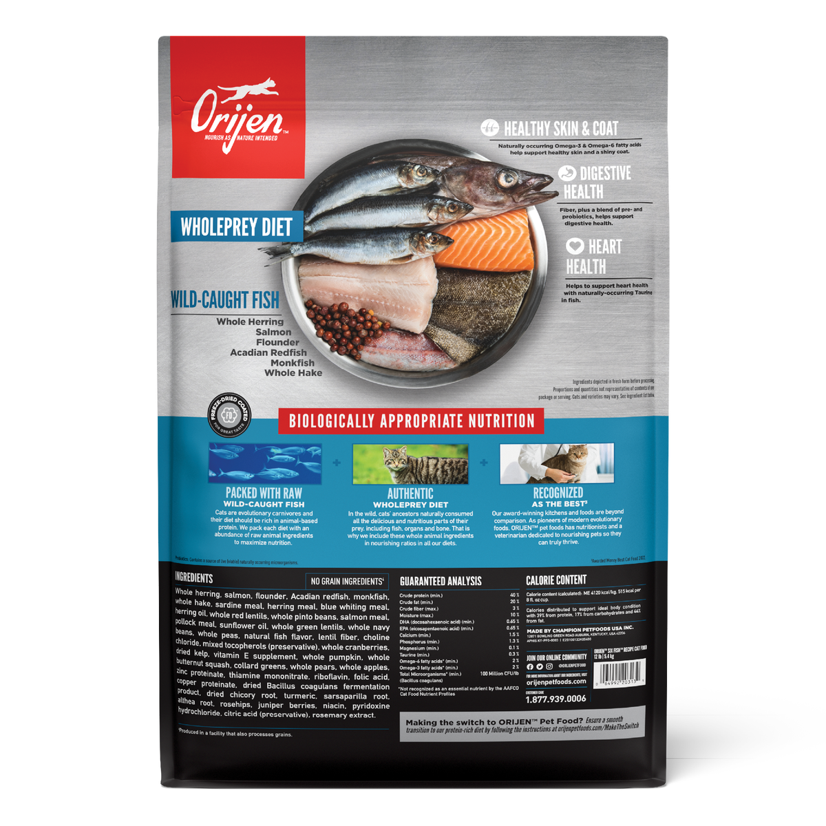 Orijen - 無穀物六種魚海鮮貓糧配方（1.8kg／5.4kg）