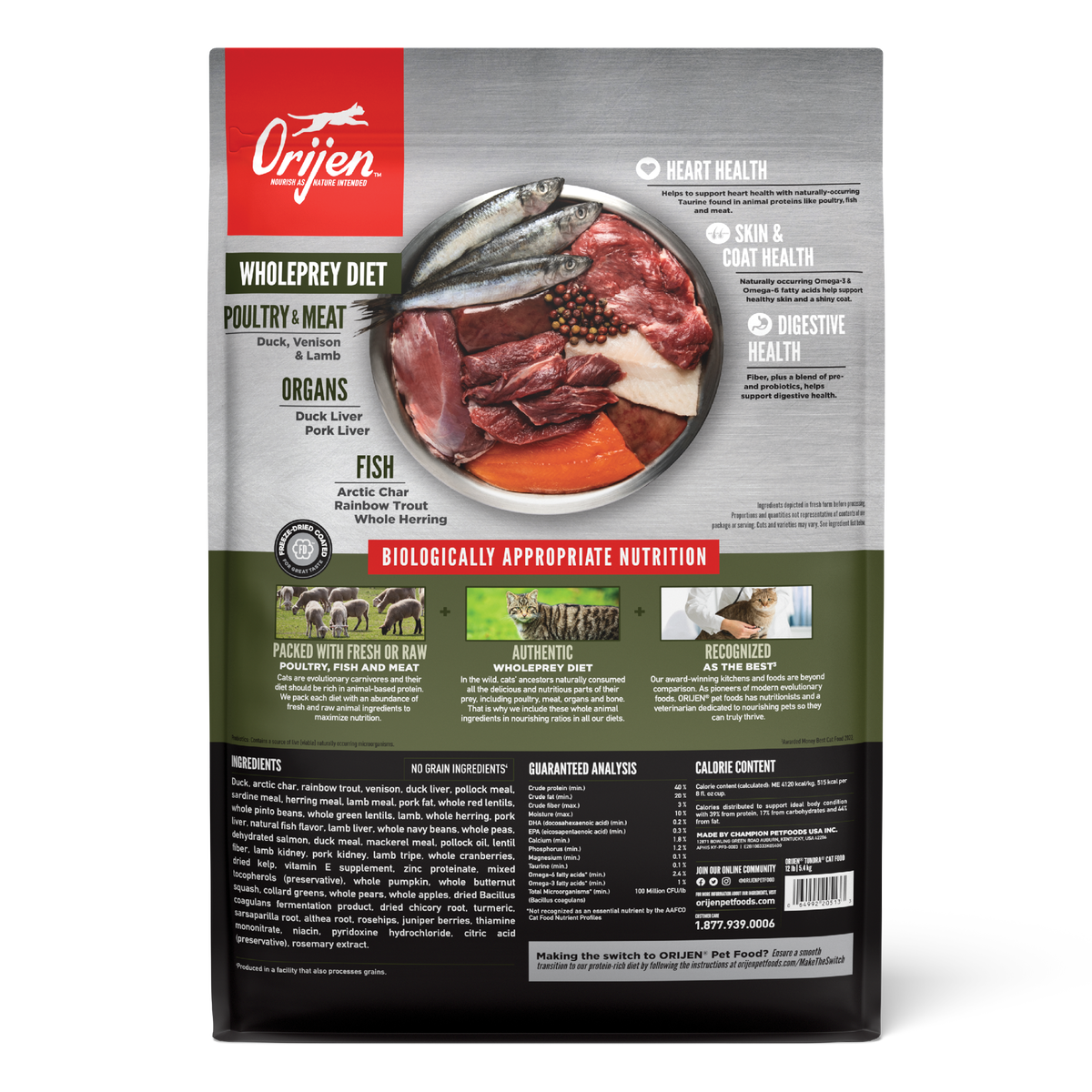 Orijen - 無穀物凍原貓糧配方（1.8kg／5.4kg）